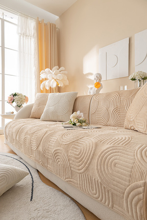 Matte, Sofaüberzug mit erhabenem Muster in der Farbe BEIGE, 90x160 cm.