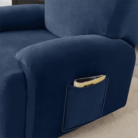 BEZUG für Sessel, 4-teilig, VELOURS Plüsch, MARINEBLAU