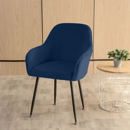 Stuhlhusse für Schalensessel, Velours, Marineblau, Apple Sevilla