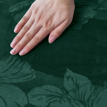 BEZUG für POUF / FUSSHOCKER GEPRÄGTES Blumenmuster VELOURS FLASCHENGRÜN