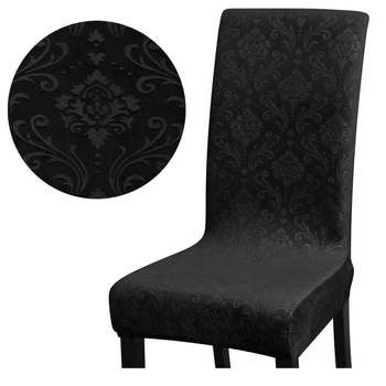 STUHLHUSSE aus dickem geprägtem Velours SCHWARZ