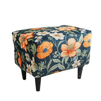 Bezug für Fußbank/Pouf mit orangefarbenem Blumenmuster