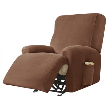 BEZUG für Sessel, 4-teilig, VELOURS Plüsch, BRAUN
