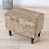 BEZUG für POUF / FUSSHOCKER GEPRÄGTES Blumenmuster VELOURS BEIGE
