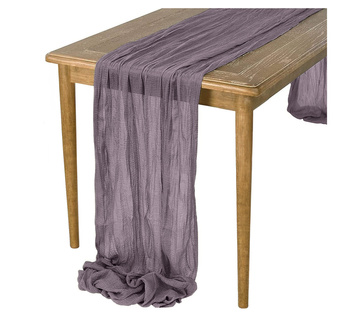Zarter BOHO-Tischläufer aus Gaze, violett, 90x300 cm
